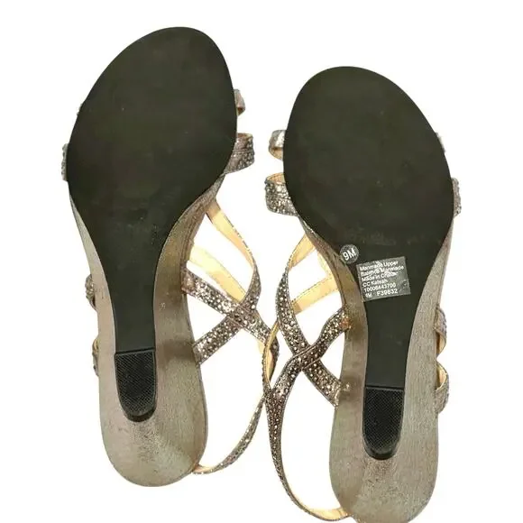 Charter Club Sparkly Silver Wedge Sandals - Size 9M Heels - Excellent Condition - Picture 7 of 9